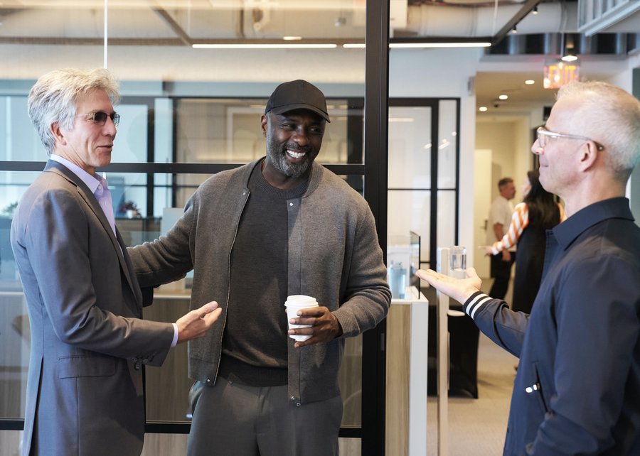 Jim Lesser with Bill McDermott and Idris Elba