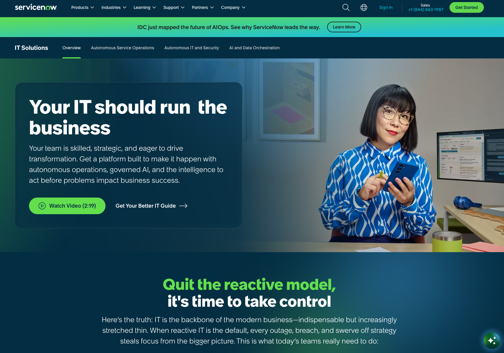 ServiceNow IT Solutions webpage featuring Patty